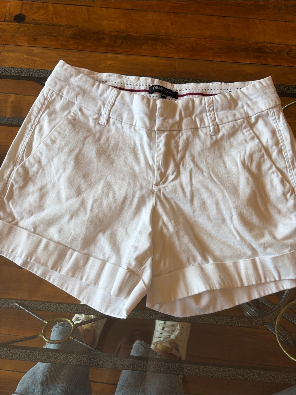 Dear John White Cuffed Cotton Bermuda Shorts